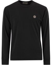 Stone Island - Long Sleeved Slim Fit T Shirt With Compass Patch - Lyst