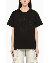 Stella McCartney - Stella Mc Cartney Black T -Shirt mit Diamond -Logo - Lyst