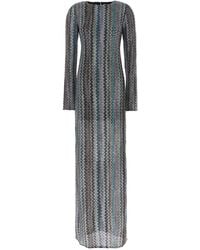 Missoni - Long Dress With Zigzag Motif And Cut-Out - Lyst