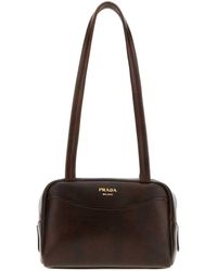 Prada - Dark Leather Mini Carry Shoulder Bag - Lyst