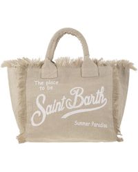 Mc2 Saint Barth - Vanity Linen Tote Bag With Embroidery - Lyst
