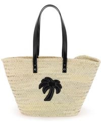 Palm Angels - Straw & Patent Leather Toes Tas - Lyst