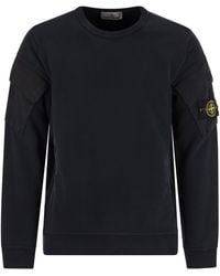 Stone Island - Crew Neck Sweatshirt Met Mouwzakken - Lyst