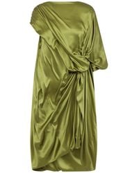 Dries Van Noten - Knot Waist Draped Silk Dress - Lyst