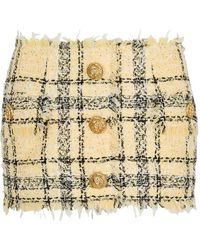 Balmain - Tweed Rok Met Knopen - Lyst