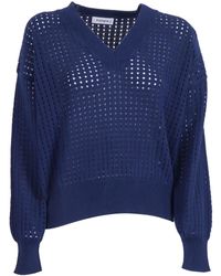Kangra Cashmere - Pullover A Rete Manica Lunga - Lyst