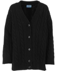 Prada - Wool Blend Oversize Cardigan - Lyst