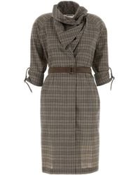 Burberry - Embroidered Stretch Wool Dress - Lyst