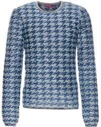 DIESEL - Trui Met Pied-De-Poule Print En Ronde Hals - Lyst