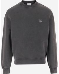 Maison Kitsuné - Cotton Sweatshirt With Embroidered Fox Logo - Lyst