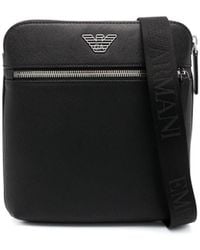 Emporio Armani - Regenerated-leather Shoulder Bag With Eagle Pate - Lyst