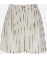 Kaos - Linnen Blend Krijtstreep Shorts Voor Vrouwen - Lyst
