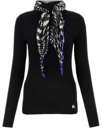 Burberry - Scarf-Detail Ribbed Jumper - Lyst