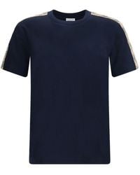 Burberry - Check Motif Cotton T-Shirt - Lyst