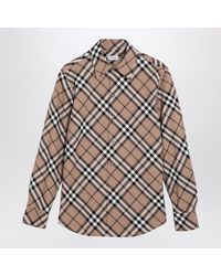 Burberry - Check Pattern Wool Shirt - Lyst