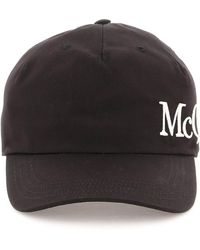 Alexander McQueen - Casquette De Baseball Avec Logo Surdimensionné Coton Noir - Lyst