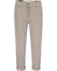 Dondup - Koons Multi Striped Velvet Trousers With Jewelled Buttons - Lyst