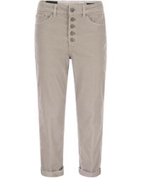 Dondup - Koons pantaloni in velluto a strisce multipli con bottoni ingioiellati - Lyst