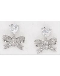 Self-Portrait - Crystal Heart Bow Drop Earrings - Lyst