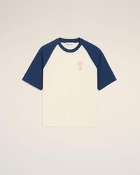 Ami Paris - Boxy Fit T-shirt Met Korte Mouwen En Gebreide Ami De Coeur-patch - Lyst