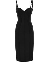 Elisabetta Franchi - Lightweight Crêpe Dress With Raw-Cut Fabric - Lyst