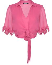 ROTATE BIRGER CHRISTENSEN - Top Roteren Gemaakt Van Fuchsia Chiffon - Lyst