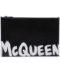 Alexander McQueen - Bolso de mano de cuero con logo de - Lyst
