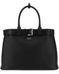 Prada - Leather Buckle Large Handbag - Lyst