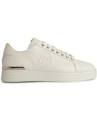 Philipp Plein - 'zeshoek' White Lear Sneakers - Lyst