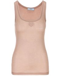 Prada - Sleeveless Logo Top - Lyst