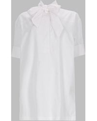 Dries Van Noten - Cotton Bow-Detail Short-Sleeve Tunic Shirt - Lyst