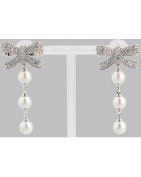 Self-Portrait - Crystal Bow Drop Earrings - Lyst