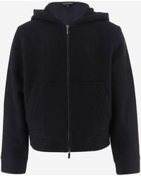 Emporio Armani - Wool And Cotton Jacket With Hood And Zipper - Lyst