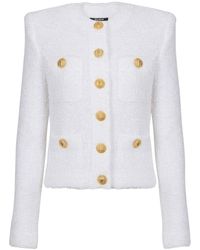 Balmain - Buttoned Tweed Short Jacket - Lyst