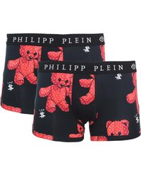 Philipp Plein UUPB21 99 Teddy calzoncillos bóxer negros, paquete de dos - Azul