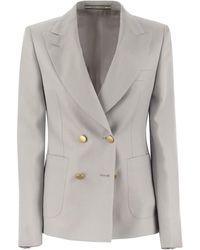 Tagliatore - Tagliatorore Linnen Blazer Met Dubbele Borsten - Lyst