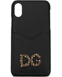 Dolce & Gabbana - Dolce&Gabbana Porta Iphone Iphone X Donna Pelle Nero - Lyst
