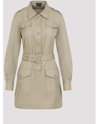 Tom Ford - Pale Sage Cotton Safari Mini Dress-Donna - Lyst
