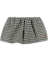 Miu Miu - Bubble Gingham Cotton Miniskirt - Lyst