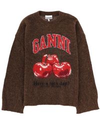 Ganni - Graphic Crew Neck Sweater - Lyst