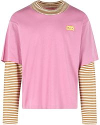 Marni - Roze Linnen En Katoen Dubbellaags T-shirt - Lyst