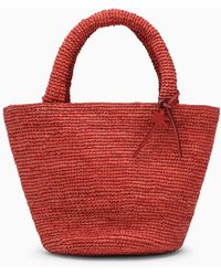 Manebí - Rust Coloured Raffia Medium Bag - Lyst