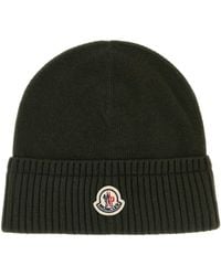 Moncler - Wool Blend Beanie Hat - Lyst