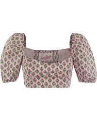 MC2 Saint Barth - Crop Top With Floral Print - Lyst