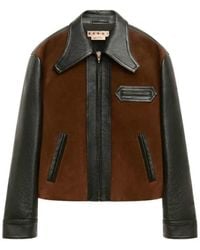 Marni - Leather Jacket With Split Leather Front Panel - Lyst