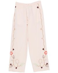 forte_forte - Embroidered Cotton Trousers - Lyst