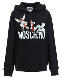 Moschino Sweat à capuche Bugs Bunny en coton noir