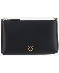 Pinko - Leather Clutch Bag With Logo - Lyst