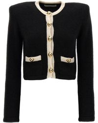 Alessandra Rich - Alpaga Crack Cropbed Cardigan - Lyst