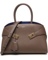 Ferragamo - Knuffel Twee Tonen Handtas Bruin Kalfsleer - Lyst